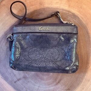 Coach Metallic Black Wristlet